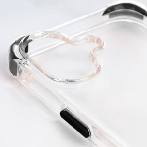 Custodia trasparente con rilievo protettivo per fotocamera, angoli rinforzati neri, antiurto e antimpronta Magsafe per iPhone 17.