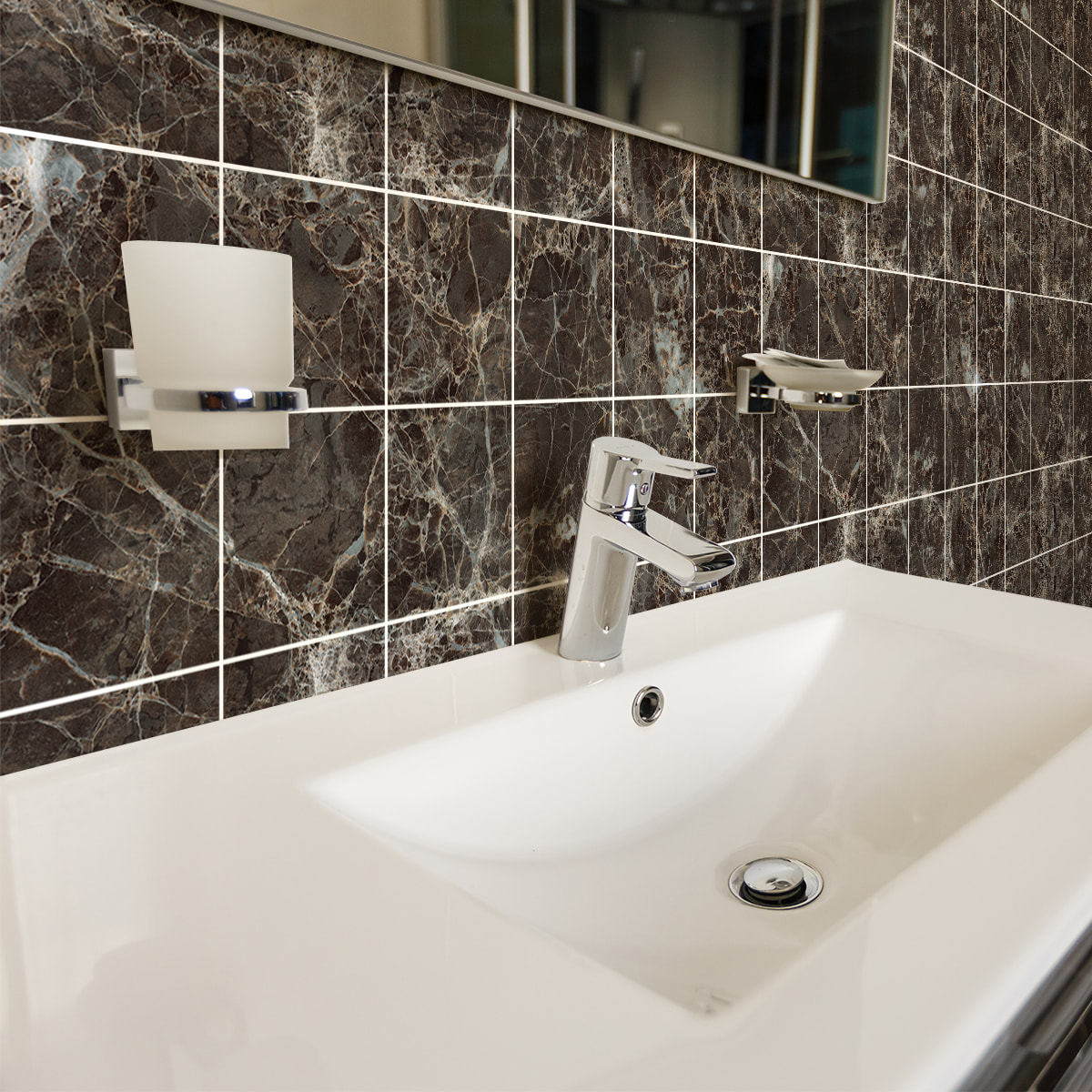 Stickers muraux - Sticker Mural Carrelage adhésif Cuisine Salle de Bain - 24 STICKERS CARRELAGES MARBRE DE VIACHA