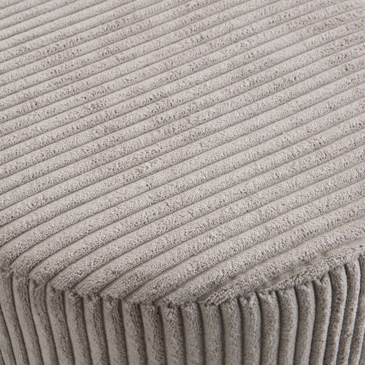 ALBANE - Tabouret rond 36x36cm tissu velours côtelé gris perle pieds métal