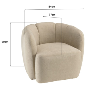 AGATHE - Fauteuil rembourré en tissu beige