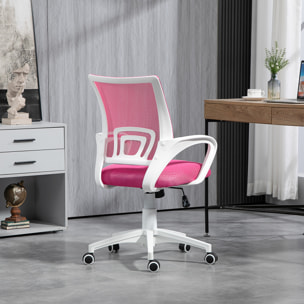 Silla de Oficina de Malla Silla de Escritorio Giratoria con Altura Ajustable Función de Basculante Soporte Lumbar y Reposabrazos Silla para Estudio Carga 120 kg Rosa