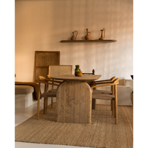 Table de salle à manger ovale en bois massif ton chêne foncé en différentes tailles
