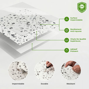 Rouleau adhésif sol terrazzo anti-dérapant étanche au mètre - Sticker Sol avec laminat de Protection en Plastique Anti-dérapant