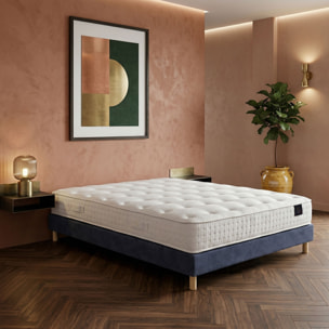 Ensemble matelas ressorts ensachés HÉCATE 2, H26 cm, sommier bleu