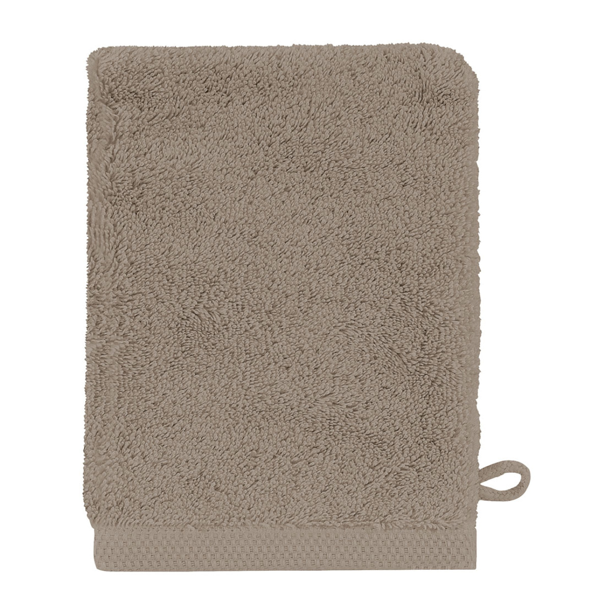 Gant de toilette uni en coton biologique, ESSENTIEL, Taupe