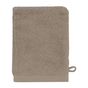 Gant de toilette uni en coton biologique, ESSENTIEL, Taupe