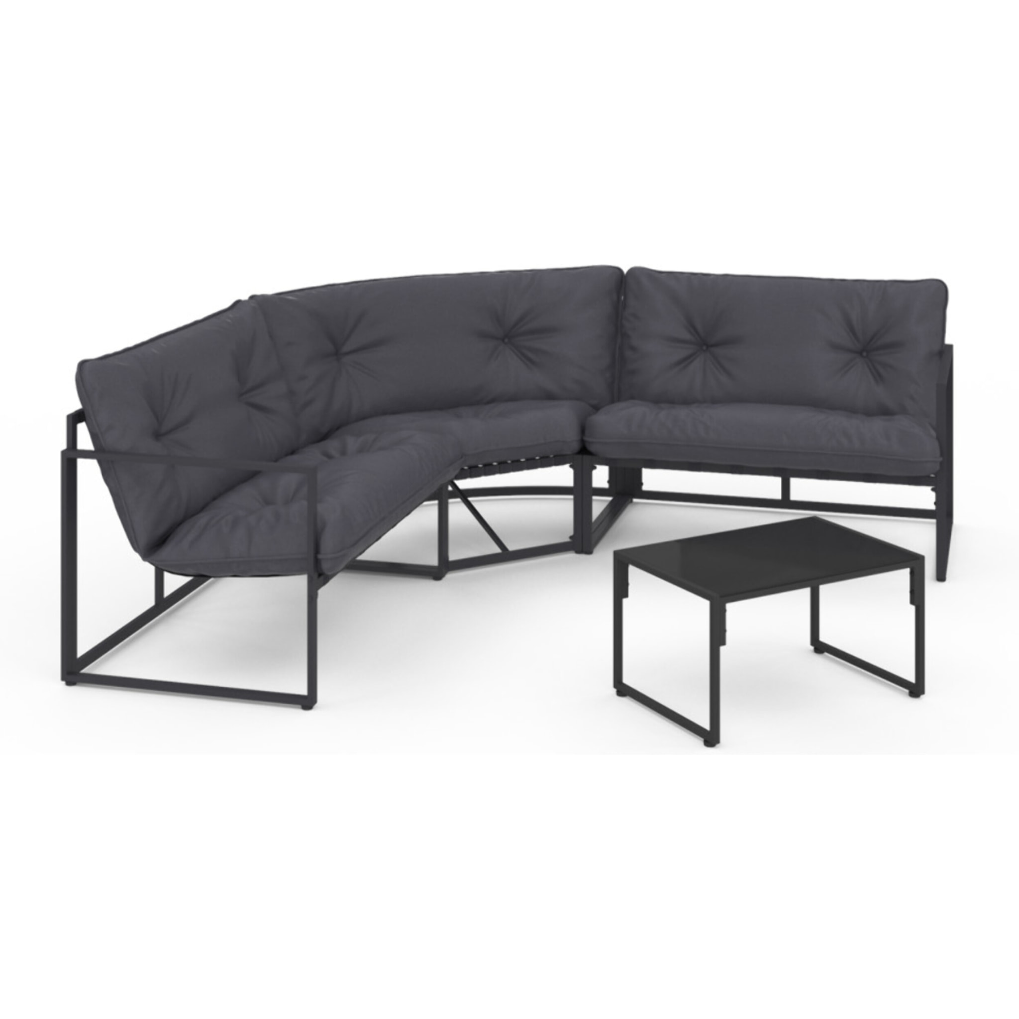 Salon de jardin d'angle Tropéa 6 places avec coussins gris