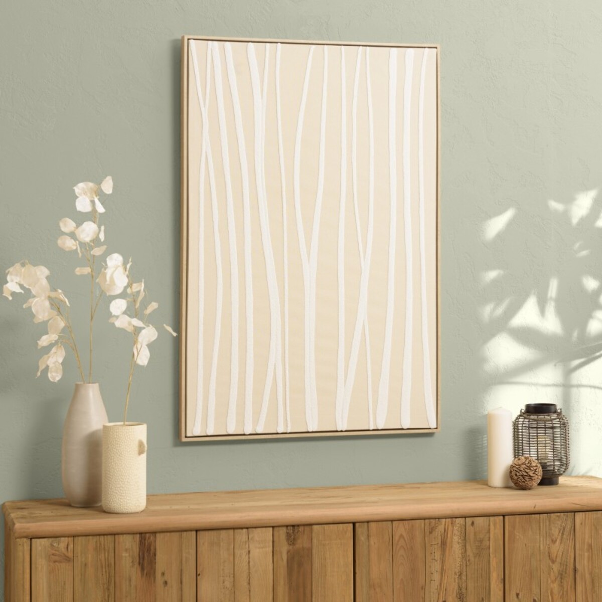 HOMER - Décoration murale B - 83x123cm lignes abstraites, cadre naturel