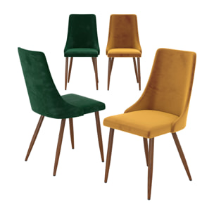 Pack 4 chaises Vinni en velours jaune et vert