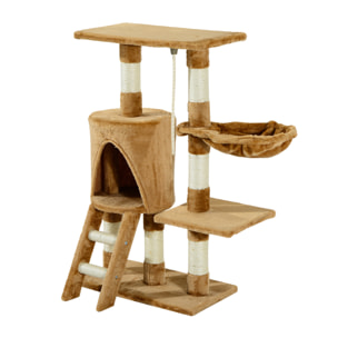 árbol de Gatos de Madera Felpa y Sisal 30x55x96cm Marrón