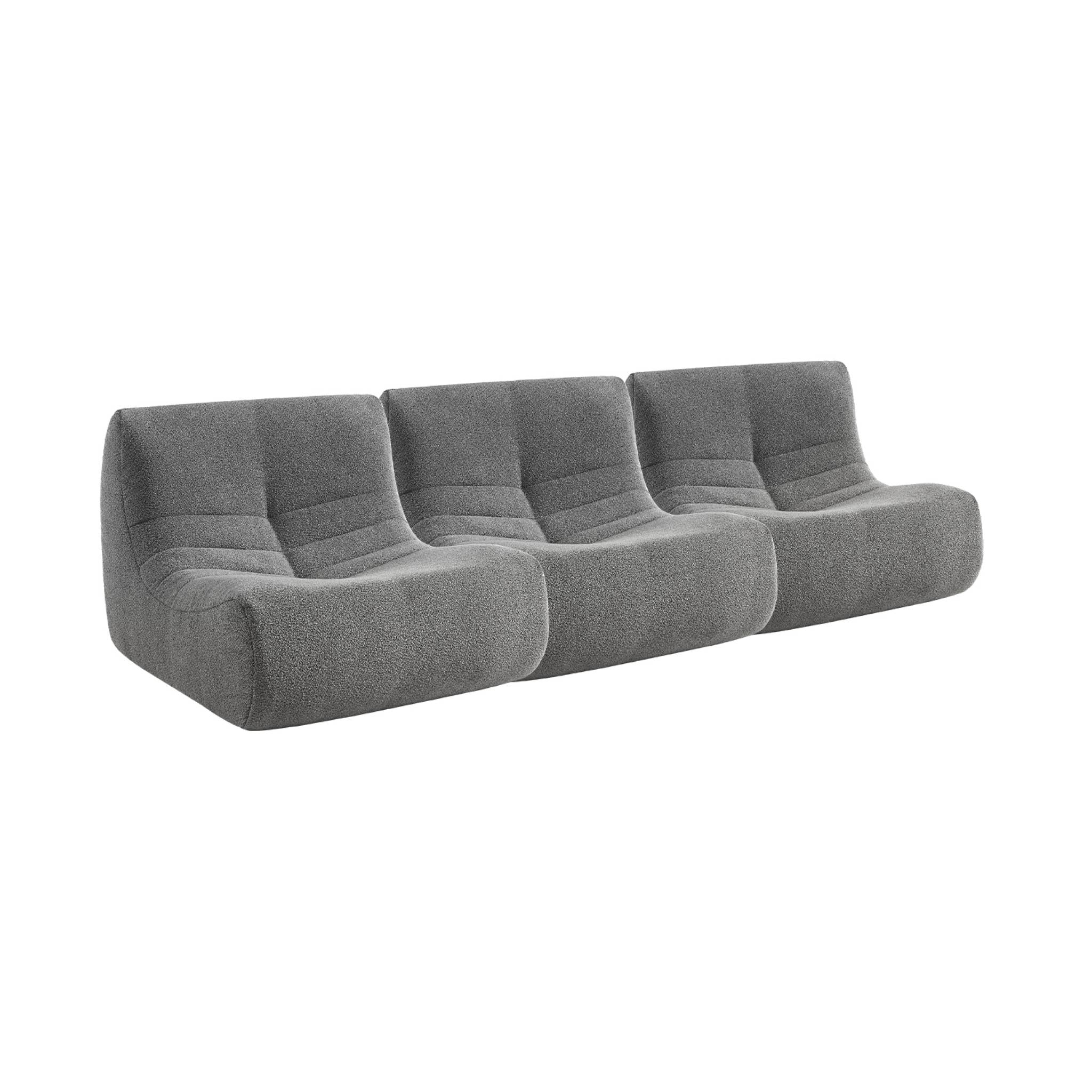 Lot de 3 fauteuils chauffeuses en bouclette texturée gris style contemporain 1 place