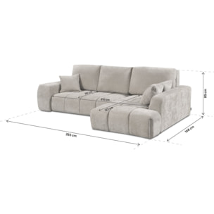 Canapé d'angle droit convertible en tissu chenille "Verneuil" - 3 places - Beige