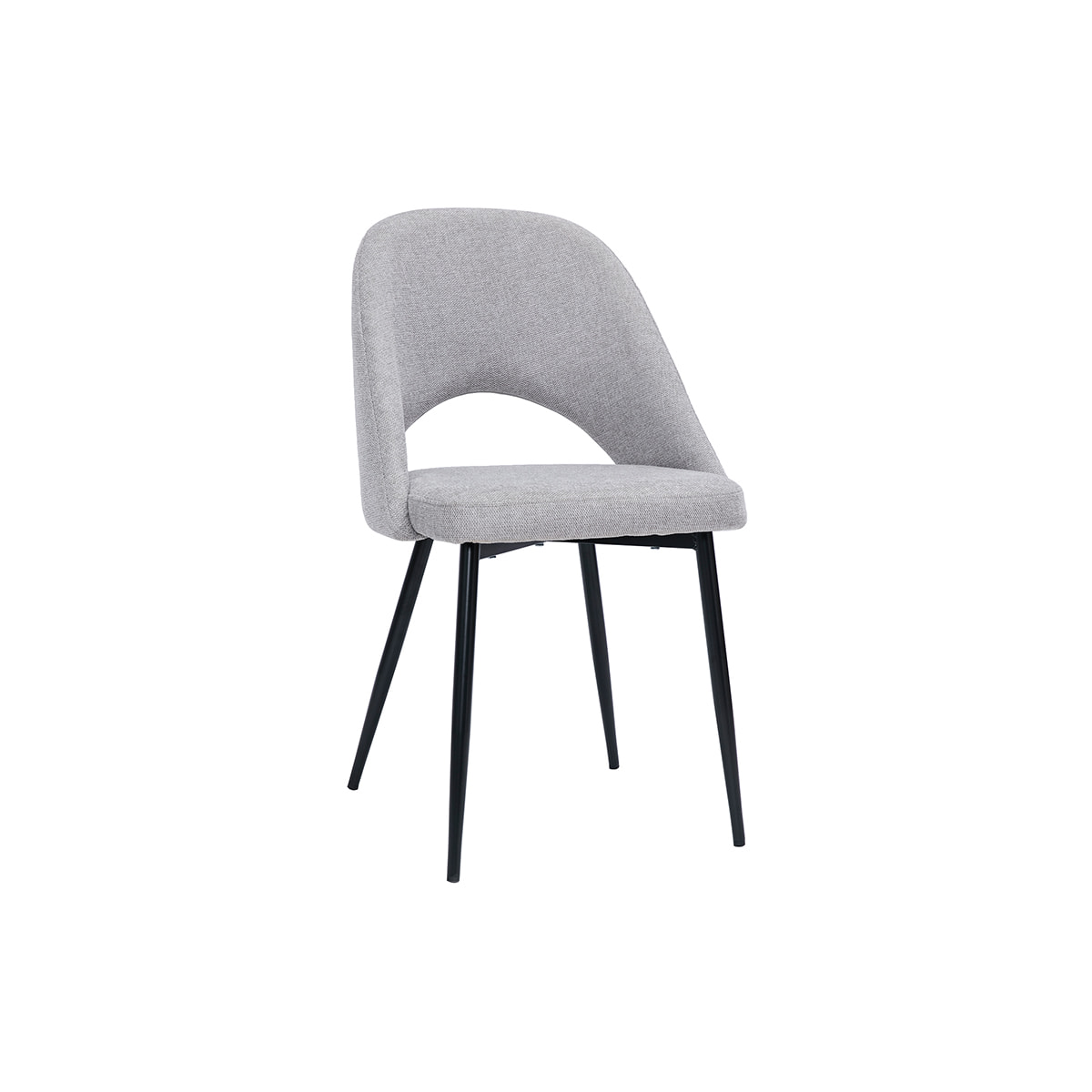 Chaises vintage en tissu effet velours texturé gris et métal noir (lot de 2) COSETTE