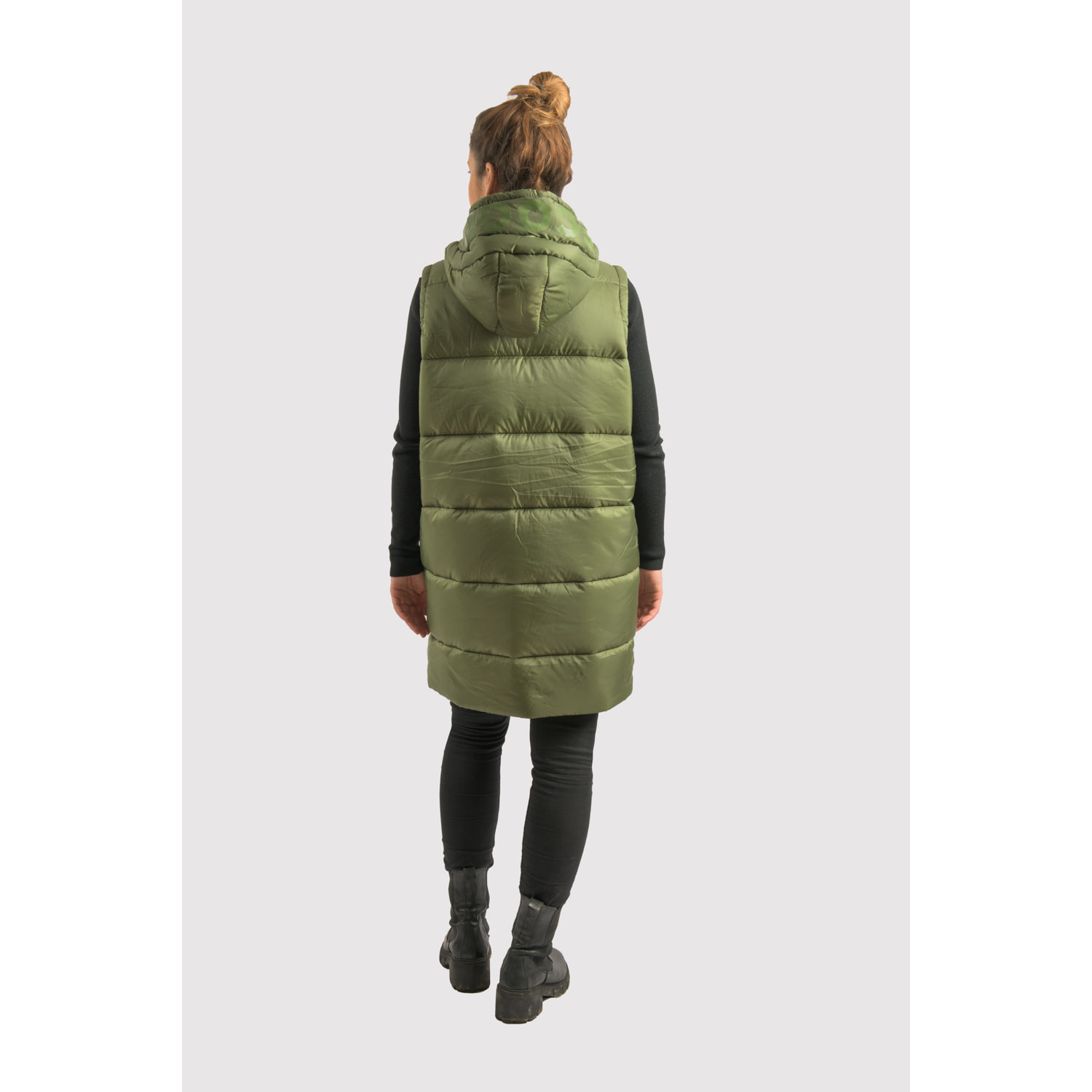 Chaleco para mujer ECOON Barcelona Long Vest - verde oscuro