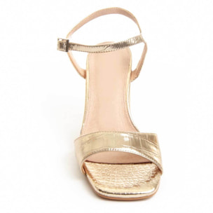 Sandalias De Tacón - Dorado - Altura: 8 cm