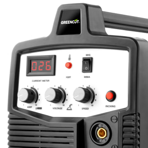 Soldador inverter de hilo continuo potencia de 25A-185A, soldadora 2 en 1 MIG-MAG-MMA, tensión 230V - Greencut MMG185