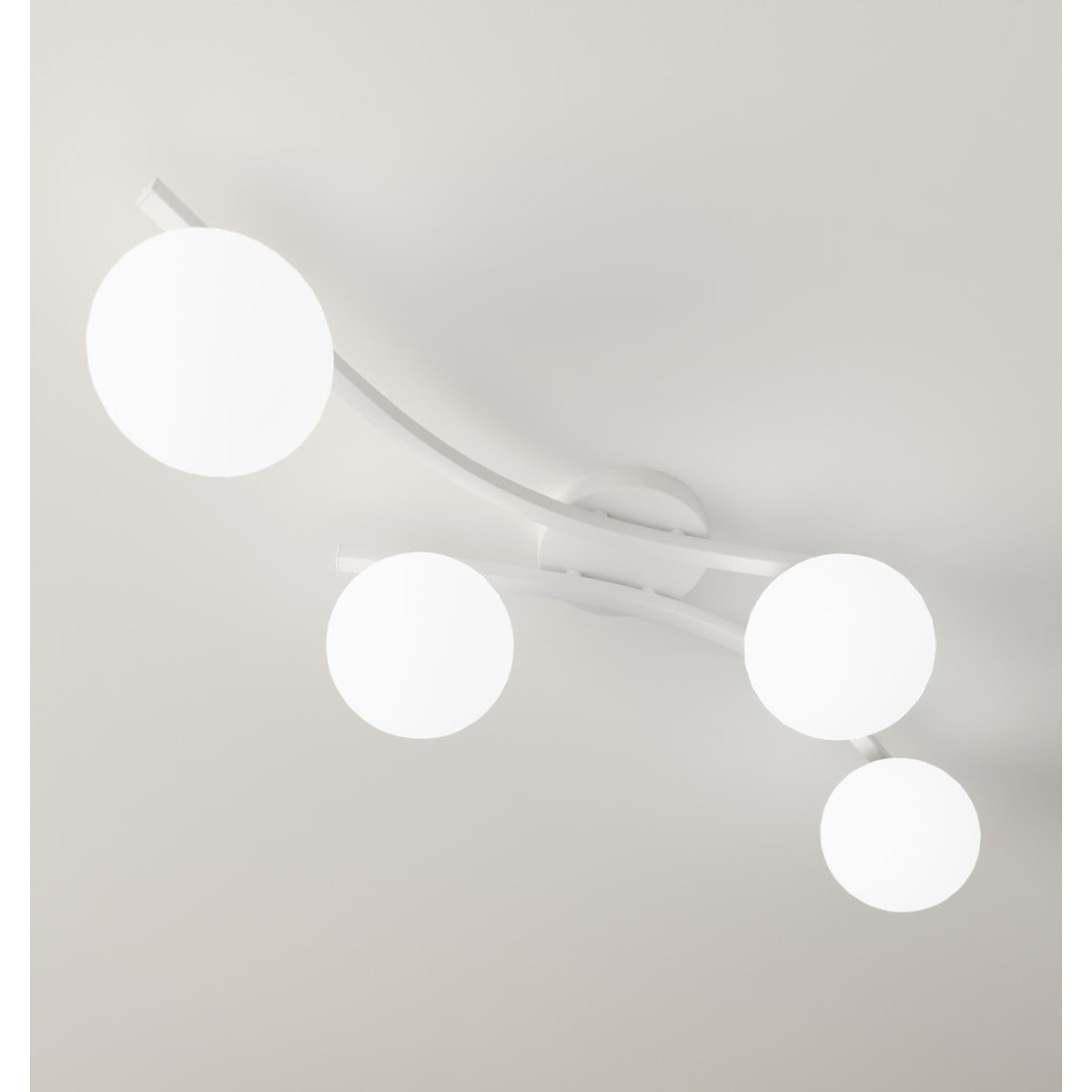 Lampada a sospensione Opus in acciaio bianco e vetro