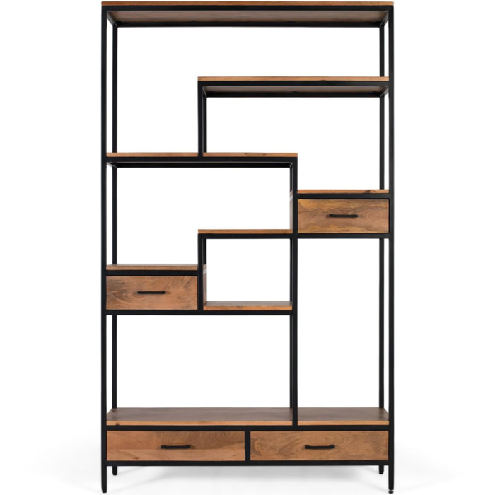 Librería de Madera de Mango 115 Cm Estilo Industrial Vintage