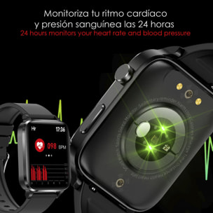 Smartwatch F100 con terapia de salud con láser de doble sonda. Monitor de O2, tensión y termómetro. Varios modos deportivos.