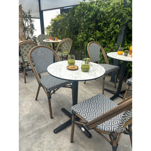 BISTRO - Table ronde de jardin en acier et plateau HPL