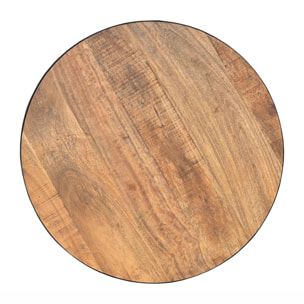 Table basse ronde en bois massif et métal D90 cm - Tajy