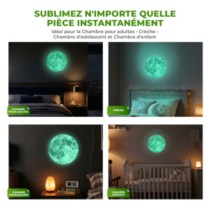 Stickers Muraux décoration adhésifs Lune phosphorescente 30cm