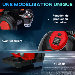 Moto électrique enfant chopper 6V env. 3Km/h 3 roues effets lumineux sonores fonction bulles rouge noir