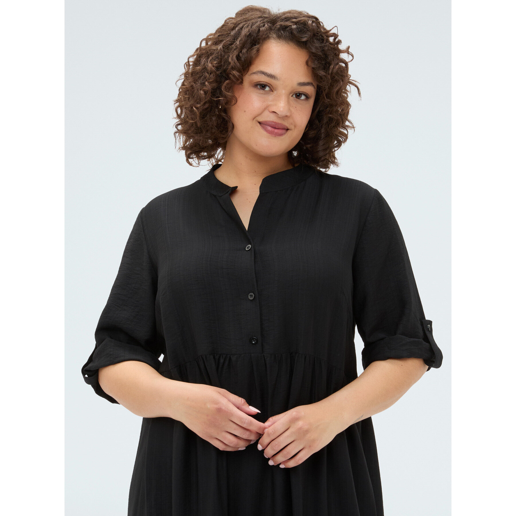 Fiorella Rubino - Vestido camisero Power en mezcla de viscosa - Negro