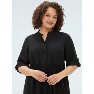 Fiorella Rubino - Vestido camisero Power en mezcla de viscosa - Negro