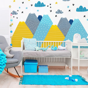 Stickers muraux enfants - Décoration chambre bébé - Autocollant Sticker mural géant enfant montagnes scandinaves KRISKA