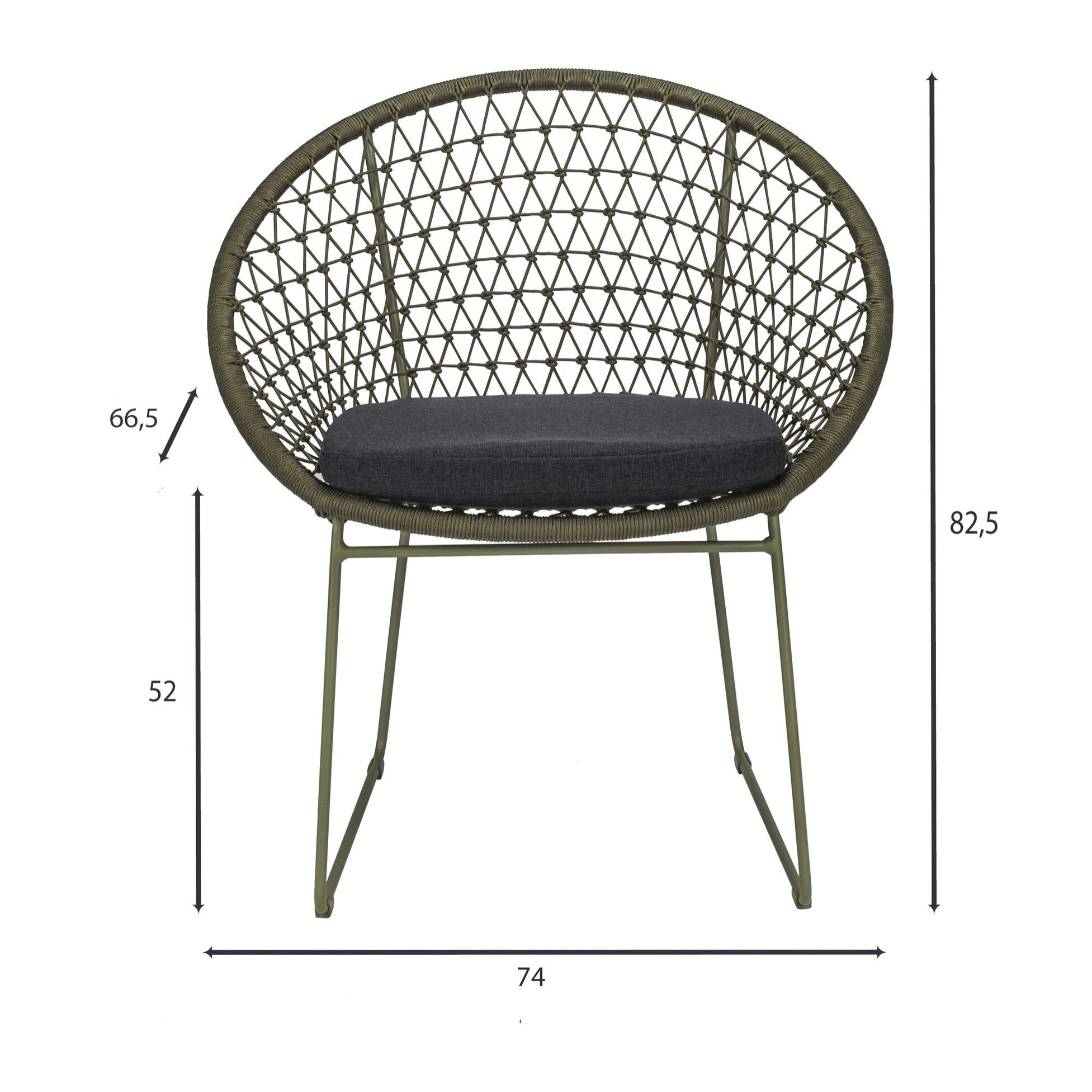 Lot de 2 fauteuils de table extérieur polypropylène et pieds en métal BAO BAO