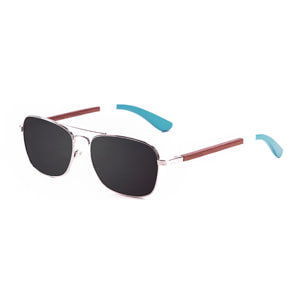 Gafas de sol PALO ALTO BAJA WOOD - De metal plateado / Ahumada y patilla de madera de peral con azul claro