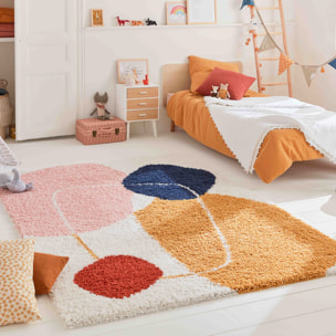 Aquarelle - tapis chambre d'enfant en laine artificielle à motif géométrique multicolore