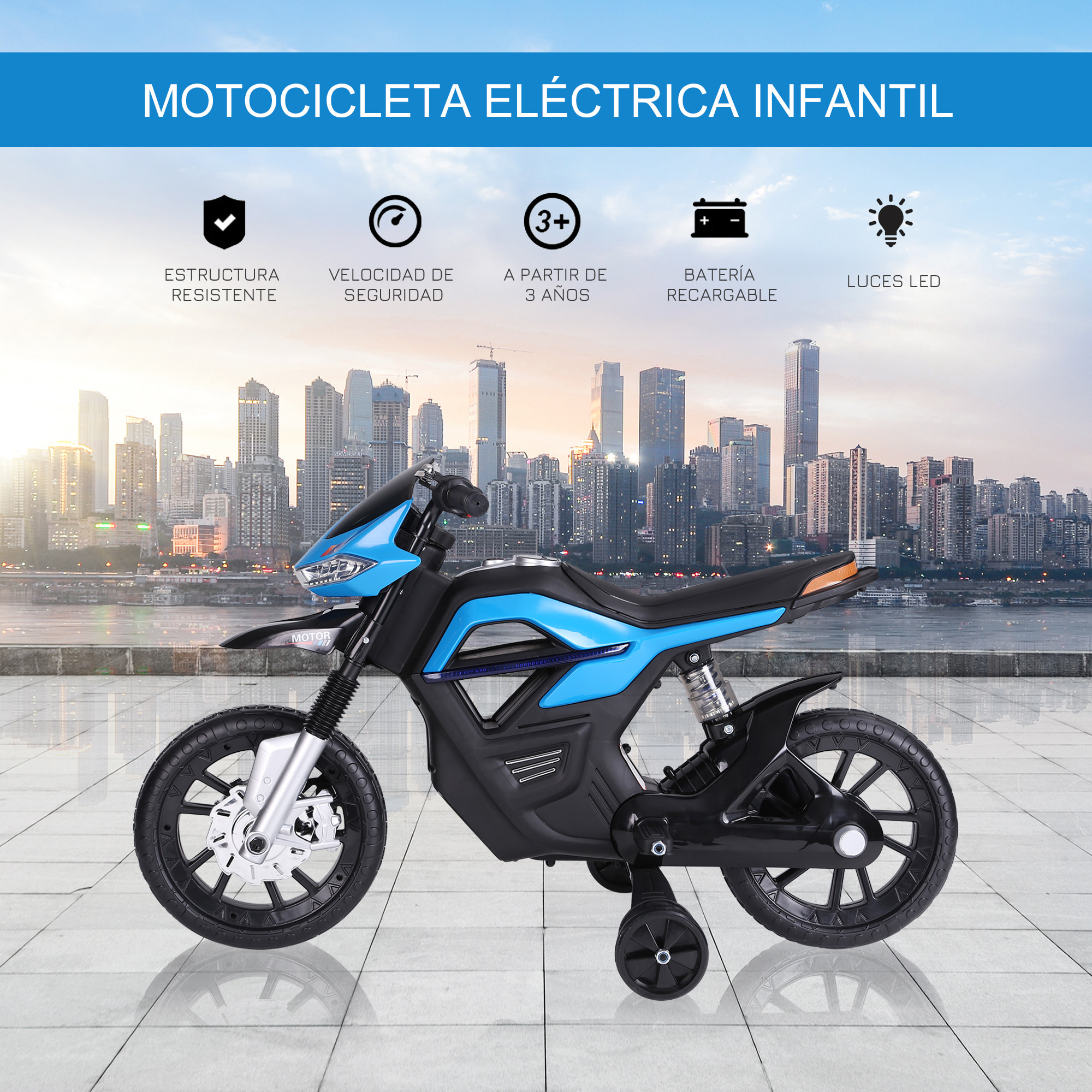 Moto Eléctrica Infantil Batería 6V Azul