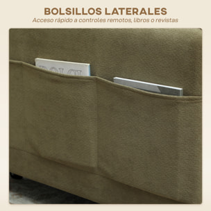 Sofá Cama de 1 Plaza 3 en 1, Sofá Cama Plegable Tapizado en Terciopelo Ecológico con Respaldo Ajustable 3 Niveles, 6 Bolsillos Laterales y Almohada, para Dormitorio, Salón, 74x85,5x82 cm Verde