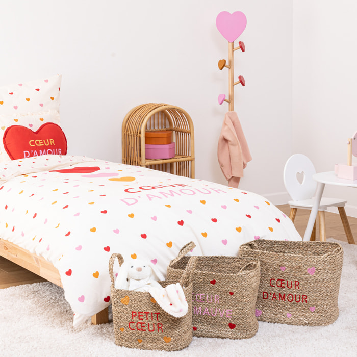 Lot de 3 paniers enfant Neree motif cœur L28/33/38cm