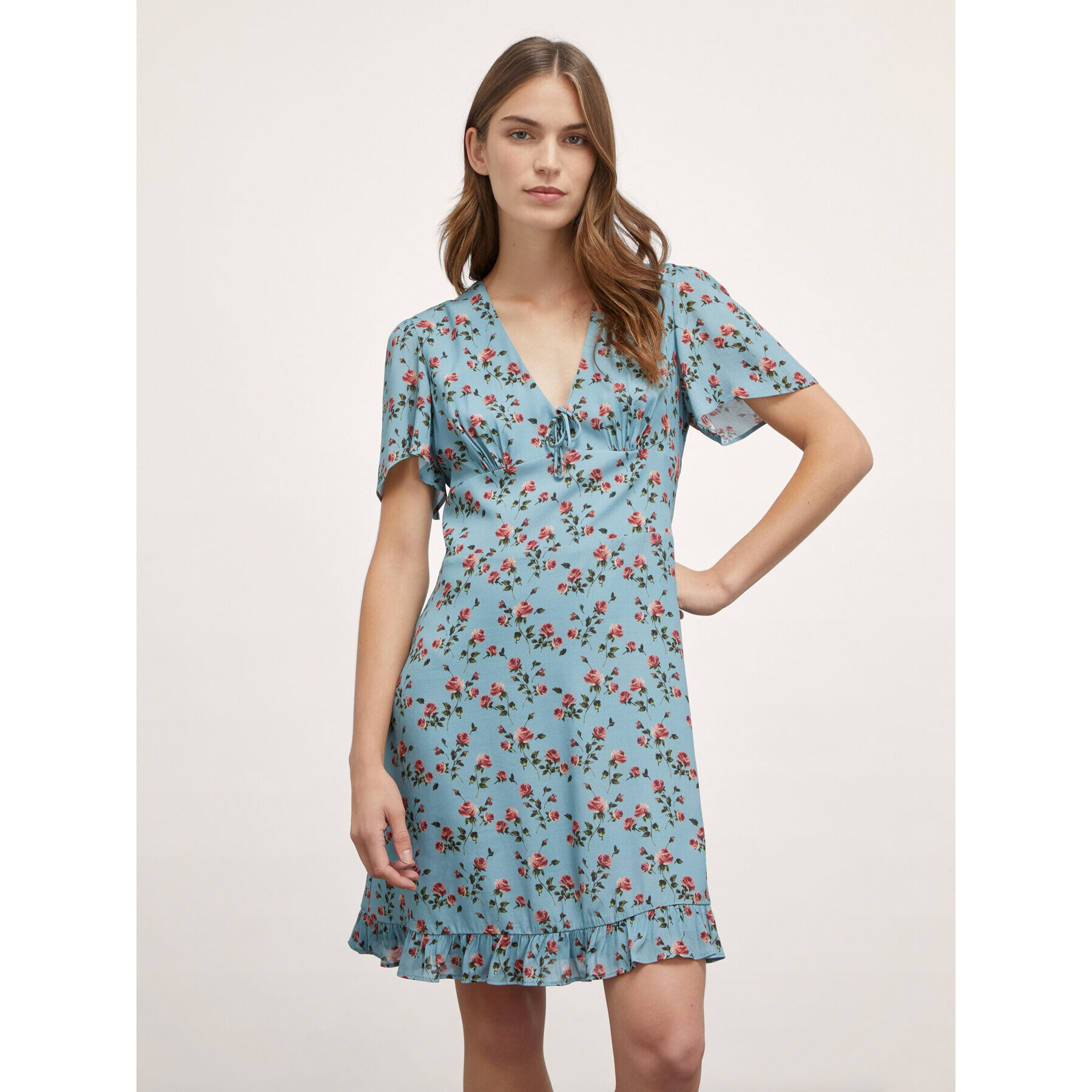 Motivi - Vestido skater con estampado floral - Light - blue