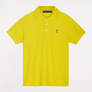 Polo amarillo infantil de manga corta con logo bordado a contraste