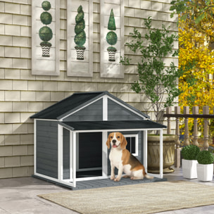 Niche pour chien extérieur terrasse et toit bitumé bois gris