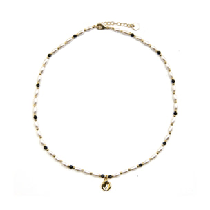 Collar con Perla Blanca acabado oro 18k