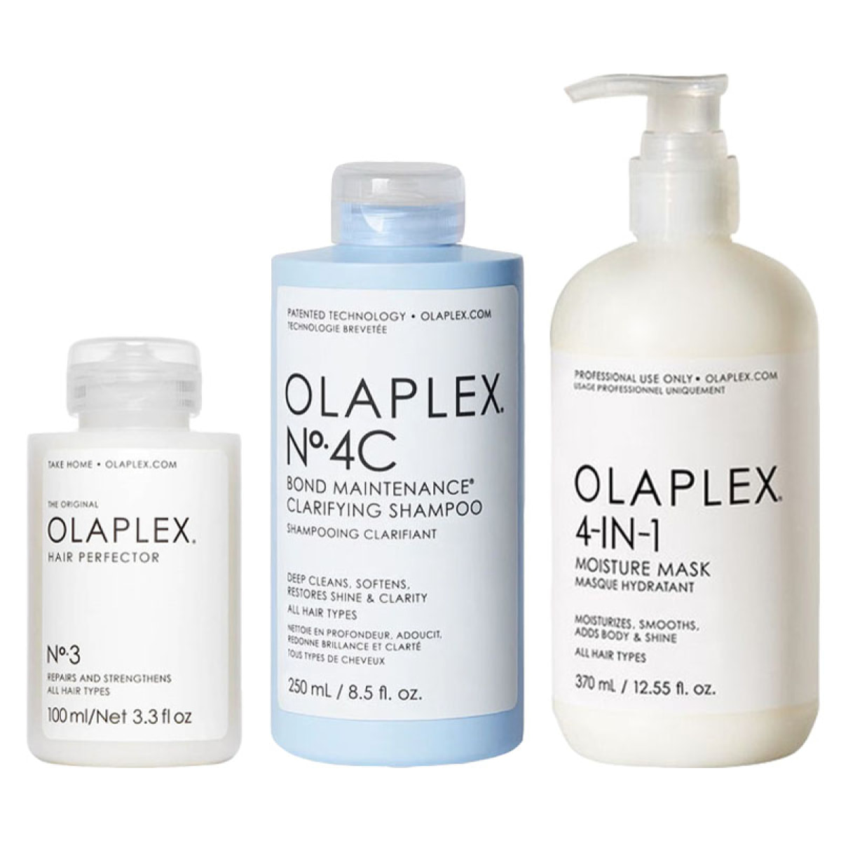 OLAPLEX Kit Hair Perfector N°3 100 + Shampoo N°4C 250ml + Mask N°4 in 1 370ml