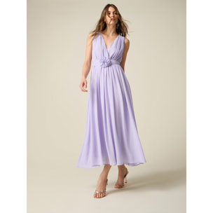 Oltre - Vestito lungo con dettaglio fiore - Viola
