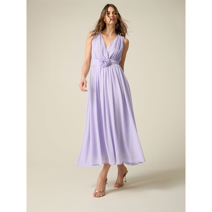 Oltre - Vestito lungo con dettaglio fiore - Viola