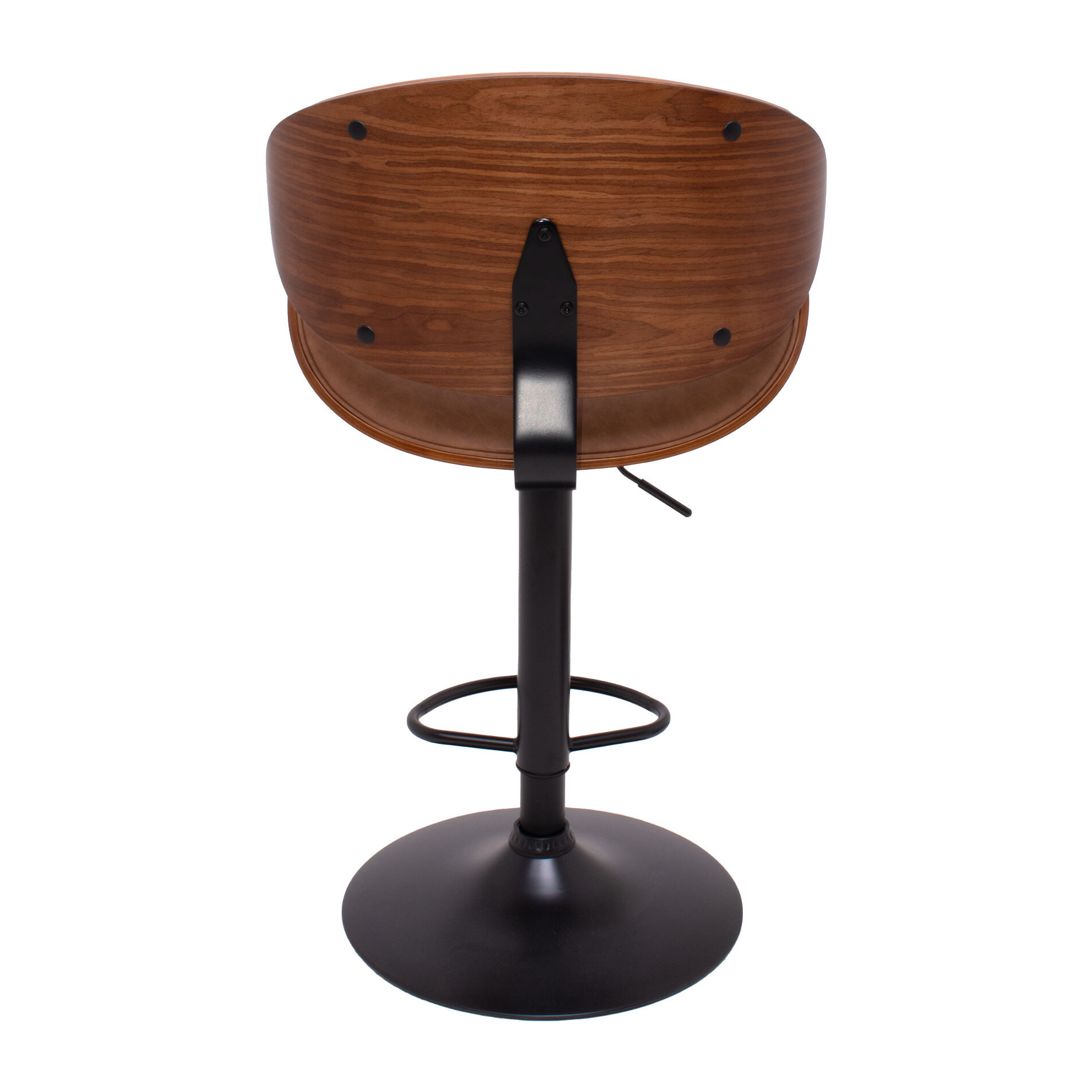 Glasgow - Set 2 Sgabelli Bar imbottiti 52,5x94/115x40 cm in legno Massello e Similpelle Marrone