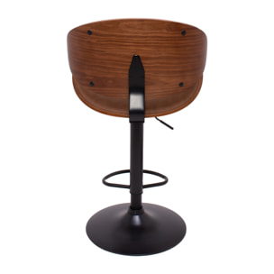 Glasgow - Set 2 Sgabelli Bar imbottiti 52,5x94/115x40 cm in legno Massello e Similpelle Marrone