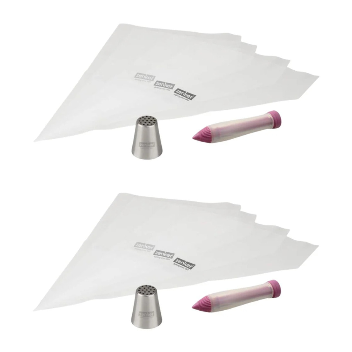 Ensemble de 2 Sets de poche à douilles, douilles et stylo de décoration pour gâteaux Zenker Spécial Football