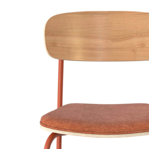 Lot de 2 chaises pour îlot central en tissu terracotta 65 cm - Alba