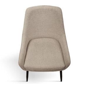 Set di 4 sedie TALLINN in tessuto beige e gambe in metallo nero opaco, con braccioli