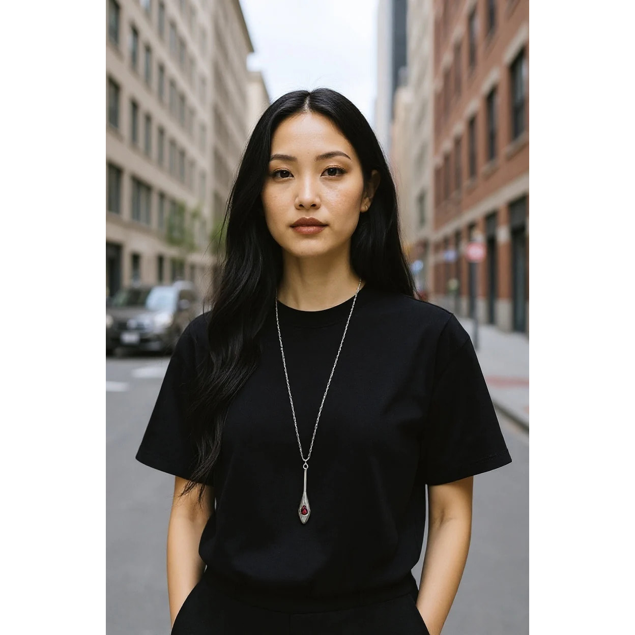 Collar largo Cristal Tear en cristal SW amatista plata 10µ