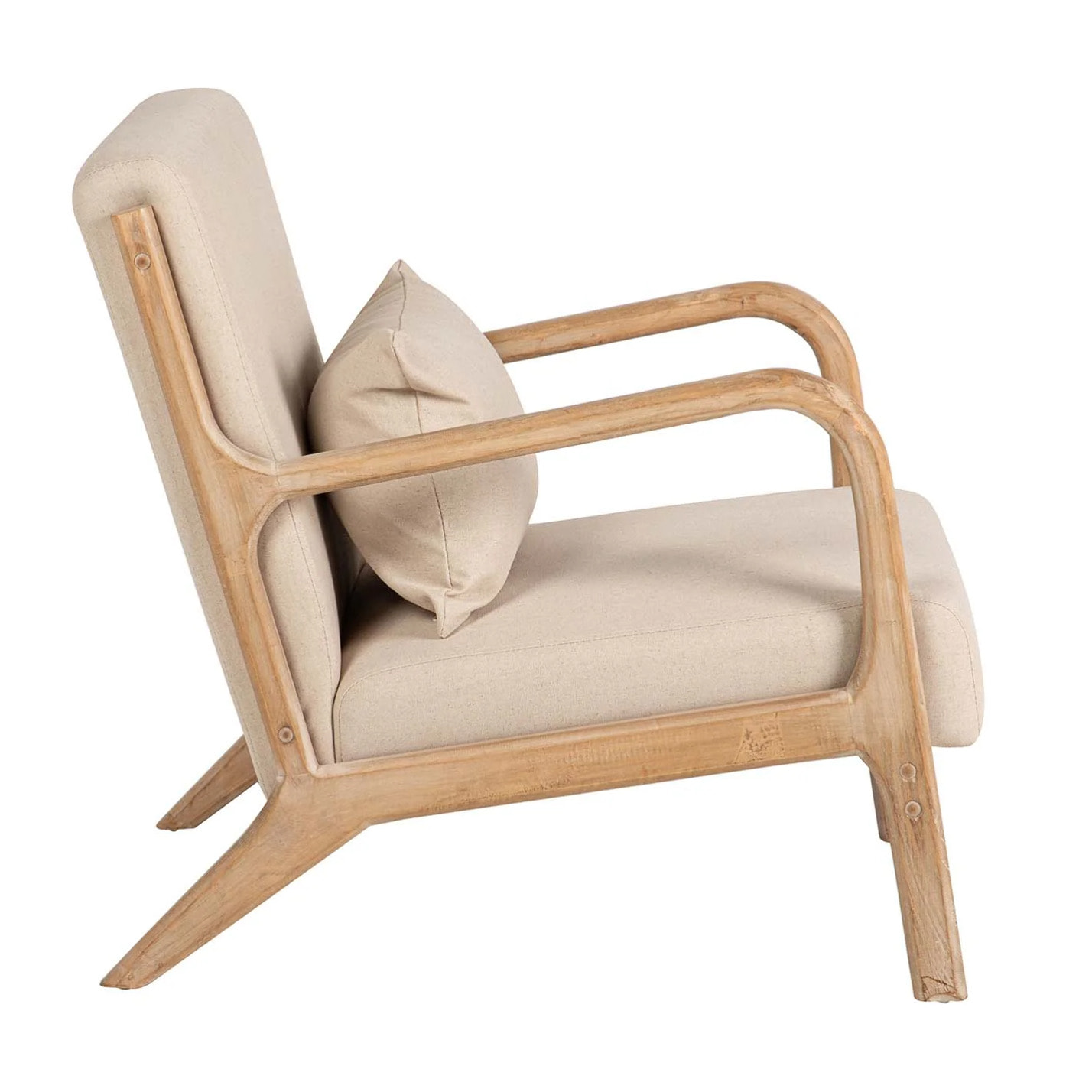 Butaca Madera Vintage Lino Beige 66x85x74 Cm